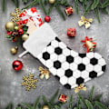 Miniatyrbillede 6 af 7: Jule-Strømpe, Personlige Jule-Strømper 2-pak Sort Hvid Fodbold 45,7 cm Jule-Strømper Hængende Ornament Pejs til Trædekoration