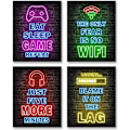 Miniatyrbild 1 av 5: Tryckta Neon Gaming Posters Set om 4 (8”X 10”) - Pojkrum