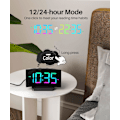 Miniatyrbild 7 av 7: Digital väckarklocka för sovrum, digital klocka med modern kurva, iögonfallande 6 färger RGB-display, 5 nivåer ljusstyrka+av, 2 volymer, 3 larm X-dynamisk