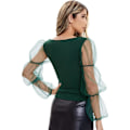 Miniatyrbilde 2 av 5: Elegant mesh puff ermer med slim passform for sommerfest for kvinner