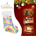 Miniatyrbillede 7 af 7: Jule-Strømpe, Personlige Jule-Strømper 2-pak Hippie Tie Dye Hvirvel Hvid Enhjørning 45,7 cm Jule-Strømper Hængende Ornament Pejs Til