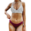 Miniatyrbillede 1 af 5: Dames badedragt Halter Ribbed Polka Dot Tie Dye String badedragt Bikini sæt