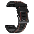 Miniatyrbillede 2 af 4: Til Garmin Fenix 7x Tricolor Stitching Silikone Læder Rem SIV Black