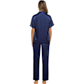Miniatyrbild 4 av 5: Långärmad pyjamas i siden satin sovkläder knapp ner pjs loungewear med