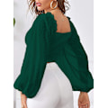 Miniatyrbilde 3 av 5: Kvinners gjennomsiktig mesh langarmet crop top scoop hals sveitsiske prikker elegant bluse