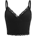 Miniatyrbilde 1 av 5: Kvinners Y2K blonder trim V-hals ermeløs Cami Crop Top Camisole