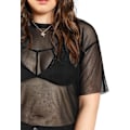 Miniatyrbilde 4 av 4: Kvinners Plus Size Kort Ermet Gjennomsiktig Mesh Topper T-skjorte Bluse