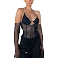 Miniatyrbild 3 av 4: Kvinnors korta toppar tankar camisole Y2k push up off shoulder crop top halter