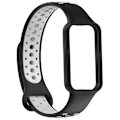 Miniatyrbillede 2 af 5: For Amazfit Band 7 Loop To-farvet Åndbar Silikone Urrem PVL Black-Grey