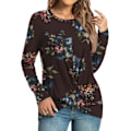 Miniatyrbilde 2 av 4: 2023 Høst Vinter Dame Tunika Topper Lang Ermet Casual T-Skjorter Front Twist