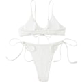 Miniatyrbillede 2 af 5: Kvinde Trekantet String Bikini Ribbet O Ring Binde Side Todelt Badetøj