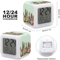 Miniatyrbild 2 av 8: LED-väckarklocka, Austin Texas Print Multicolor Väckarklocka Geometrisk Väckarklocka Sovrumsväckarklocka Tyst Väckarklocka Vit Vit