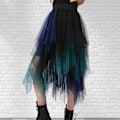 Miniatyrbillede 4 af 5: Tulle nederdele til kvinder Mesh Tiered Lagdelt Tutu nederdel. Høj lav elastisk talje