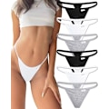 Miniatyrbild 1 av 5: 6-pack G-string stringtrosor för kvinnor Bomullstrosor Låghöjd