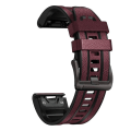 Miniatyrbillede 3 af 5: For Garmin Fenix 7 Quick Release Silikone Læder Rem HTK Wine Red