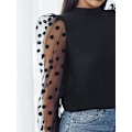 Miniatyrbillede 4 af 5: Dame Perle Gennemsigtig Mesh Langærmet Top Bluse