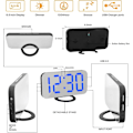 Miniatyrbild 6 av 7: Digital väckarklocka, spegelyta LED elektronisk, med USB-laddare, snooze-modell, automatisk/anpassad ljusstyrka, för kontorsbord sovrum svart-blå