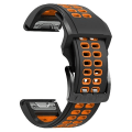 Miniatyrbillede 1 af 5: Til Garmin Fenix 7 26mm Dobbelt Række Huller To-farvet Silikone Urrem TJR Black Orange
