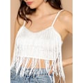 Miniatyrbilde 4 av 4: Kvinners Duskkant Trim Spaghetti Stropp V-Hals Camis Crop Top Vest
