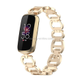 Miniatyrbillede 2 af 5: Til Fitbit Luxe Special Edition med tre perler i rustfrit stål, fladt spænde urbånd MMJ Gold