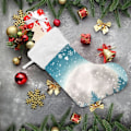 Miniatyrbild 6 av 7: Julklapp, Personliga Julklappsstrumpor 2-pack Jul Vinter Snöig Stor Måne 45,7 cm Julstrumpor Hängande Ornament Eldstad för