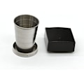 Miniatyrbild 5 av 5: Hopfällbar mugg i rostfritt stål med lock & nyckelring - 75ml/2.5oz Återanvändbar för camping, vandring, utomhus | 2-pack