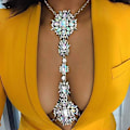 Miniatyrbillede 1 af 5: Boho Rhinestone Statement Brystkæde Krystal Halskæde Krop
