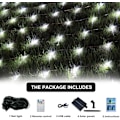 Miniatyrbillede 6 af 7: Solcelle Net Lights Udendørs Mesh Lights Hvid, 192 LED Net Lights Jul, Vandtæt 19 Tilstande Timer Træ Wrap Lights til Hegn, Have, Gård,