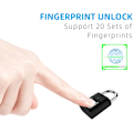 Miniatyrbild 3 av 9: Fingeravtryckslås, Smart Keyless Hänglås, USB Uppladdningsbar, Gym Skåplås, Kombinationslås, för Ryggsäckar, Resväskor, Cyklar, Bagage