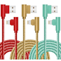 Miniatyrbilde 1 av 5: iPhone-lader, [Apple MFi-sertifisert] 3-pakning 6 fot 90 graders iPhone