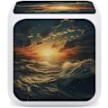 Miniatyrbillede 4 af 8: Led-vækkeur, Ocean After Storm Print Digital Alarm Clock Mood Light Alarm Clock Soveværelse Dekor Ur Versatile Alarm Clock Hvid Hvid