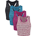 Miniatyrbillede 1 af 5: 4 stk. Basic Crop Tank Tops Ærmeløse Racerback Crop Cami Top til