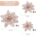 Miniatyrbilde 2 av 5: 24 stk Glitter Poinsettia Julepynt Juleblomster Dekor