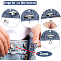 Miniatyrbild 3 av 5: pins No Sew Instant 17mm ersättningsknapp - Justerbar byxknäppsats (12 set)