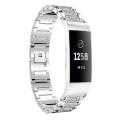 Miniatyrbillede 2 af 5: Diamantbesat Solid Rustfrit Stål Urrem Til Fitbit Charge 3 SYW Silver