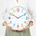 Miniatyrbillede 6 af 8: 12 tommer Læringsur til børn, Lærende ur Børn Analog Farverig soveværelser Væg ur Sølv ET-7789 Sølv 12 tommer Quartz Sølv 12 tommer Quartz