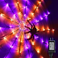 Miniatyrbillede 1 af 7: Halloween Spindelvæv Lys med Sort Edderkop, 4.26FT Diameter 84 LED Orange Lilla Web Lys med 8 Tilstande, Vandtæt med Timer Plugin