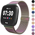 Miniatyrbillede 1 af 5: Metal Justerbar Udskiftnings Rem Armbånd Magnetiske Remme Kompatibel Med Fitbit Versa/versa 2/versa Lite/se, Multi-farve Colorful Large