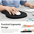Miniatyrbillede 2 af 7: Ergonomisk musemåtte med håndledsstøtte, musemåtte med memory foam håndledsstøtte og skridsikker PU-base, Massae Bule Desin til smertelindring, sort