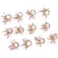 Miniatyrbilde 1 av 5: Dekorative perlenapkinring i metall - sett med 12 - blomsterserviett-napkinringer