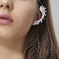 Miniatyrbillede 2 af 5: Kvinde Krystal Rhinestone Blad Klatrere Crawler Øreringe Sjov Guld Sølv Øre