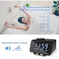 Miniatyrbild 5 av 8: Digital väckarklocka radio-000% dimmer, dubbelalarm i veckodags-/helgläge, 6-tons justerbar volym, FM-radio med sömntimer, snooze, 2 USB