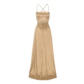 Miniatyrbillede 3 af 5: Rygløs Lang Prom Kjole Kvinders Elegant Satin Spaghetti Stropper Side Slidse Festkjole