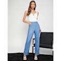 Miniatyrbilde 5 av 5: Kvinners Casual Ermeløs Notch V-hals Stropper Skinny Cami Bodysuit Topper