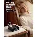 Miniatyrbillede 2 af 7: Vækkeur med 4 USB-opladere, stikdåse med 3 stikkontakter, 1700J overspændingsbeskyttelse, natbordslampe med dæmpbar digitalt ur med dobbelt alarm og snooze-funktion