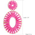 Miniatyrbilde 4 av 5: Raffia Tassel Hoop Drop Øredobber Håndlaget Mote Statement Smykker
