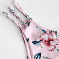 Miniatyrbild 4 av 5: Kvinnors breda remmar knyta knut flätad blommig bikini set tvådelad baddräkt (A-