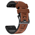 Miniatyrbillede 3 af 5: For Garmin Fenix 7x Tricolor Stitching Silikone Læder Rem SIV Brown