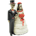 Miniatyrbillede 3 af 4: Ebros Kærlighed Dør Aldrig Bryllup Procession Brud Og Brudgom Skelet Par Figur 5,5\" Høj Dag For De Dødes DOD Blomster Rose Brude Løfte Ceremoni