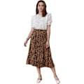 Miniatyrbilde 2 av 5: Womens Chic Elastisk Høy Midje A Linje Leopard Trykk Plissert Rynking -Lang